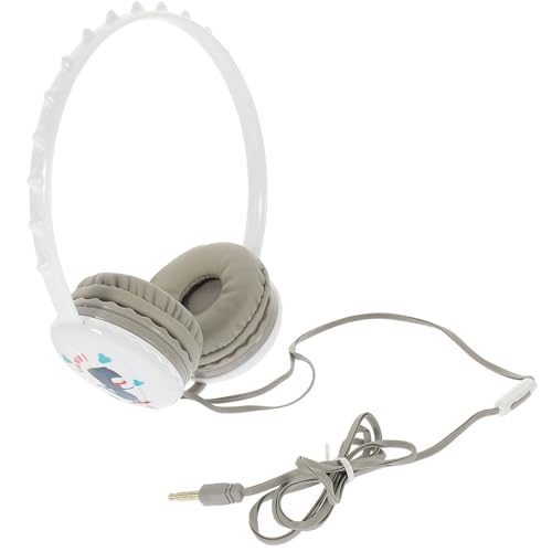 IMIKEYA Casque Audio Filaire Circum-Aural pour Garçon et Filles Arceau Réglable ABS Solide Écouteurs Mignons Blancs pour L'École et Jeux Vidéo Câble 118 CM Stable et Confortable