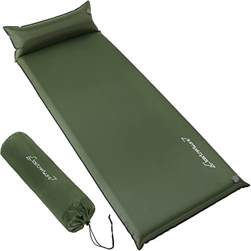 Self Inflating Sleeping Pad for Camping - 1.5/2/3 inch Camping Pad, Lightweight Inflatable Camping Mattress Pad, Insulated Foam Sleeping Mat for Backpacking, Tent, Hammock (3"/Olive/Rectangular)