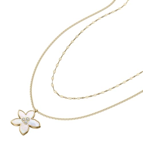 Image of Fossil Women's Gold-Tone Stainless Steel Pendant Chain Necklace for Women