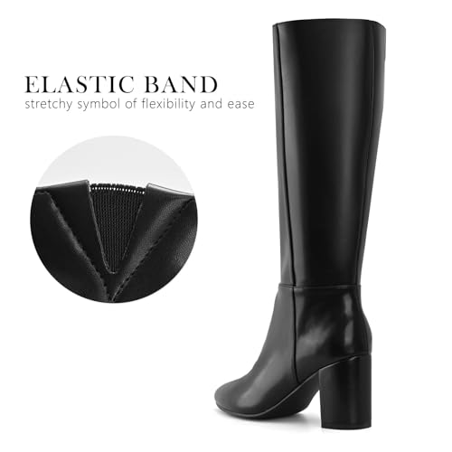 Image of Shoe'N Tale Knee High Boots for Women Chunky Block Heel Fall Winter Pointed Toe Boots