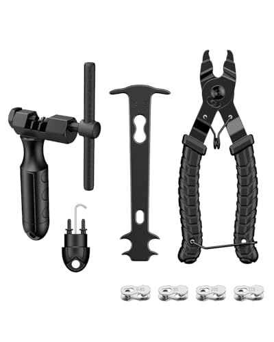 Pawfly Herramientas para Cadena, Kit Reparación con Rompecadenas Alicates Enlaces Comprobador y 4 Pares Enlaces Repuesto, para Cadenas 6-12 Velocidades, Kit Herramientas Bicicleta