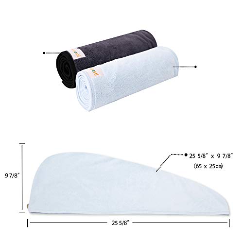 2 Pack Hair Drying Towels, Hair Towel Wrap, Super Absorbent Microfiber Hair Towel Turban With Button Design To Dry Hair More Quicker(Dark Gray& Blue) #TOP6