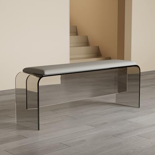 Pouf de chambre haut de gamme avec assise acrylique et structure noire texturée