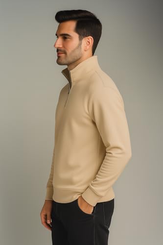 Image of Half Zipper Solid Sweatshirt for Men