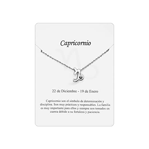 Collar Signo Zodiaco Capricornio Acero Inoxidable hermosa Tarjeta Significado Signo Zodiacal Colgante Horóscopo Para mujer o Hombre Regalo Cumpleaños (Capricornio Plateado)