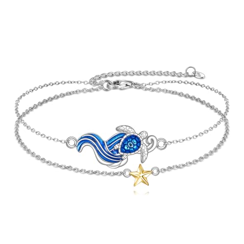 Image of LUHE Pineapple /Mushroom /Star /Mountain Anklets Sterling Silver Adjustable Chain Link Ankle Bracelets Beach Anklet Jewelry for Women Teens