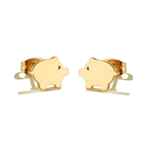 Pendientes de acero inoxidable Simple Pig hipoalergénicos para cartílago