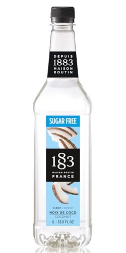 Image of 1883 Sugar-Free Coconut Syrup for Drinks, Made in France, 1 Liter Plastic Bottle
