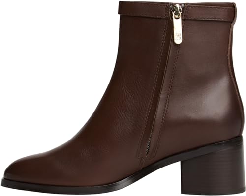 Tommy Hilfiger Botines Mujer Buckle Riding Mid Heel de piel, Marrón (Legacy Brown), 36