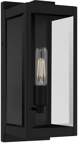 Quoizel Eastover Outdoor Wall Lantern, 16 Inch 1-Light Earth Black Wall Sconce, Industrial Light Fixture, 100W Medium Base Bulb, Outside Lights for Patio, Porch, Front Door & Backyard