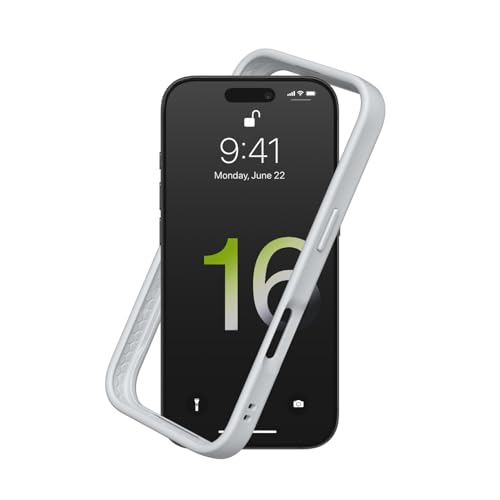 RhinoShield Bumper Case Compatible with iPhone 16 Pro | CrashGuard - Shockproof Slim Design Protective with Military Grade Drop Protection - Platinum Gray