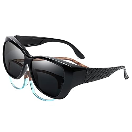 VEPOWER Lunettes de soleil polarisées - S'adaptent à des lunettes de soleil avec protection UV - Pour homme et femme - Noir - X-Large Cover