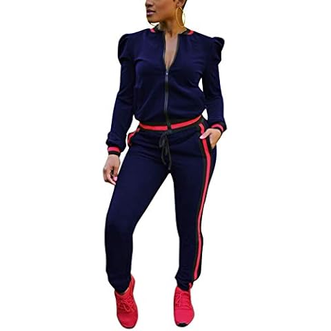 Track Suit for Women Set 2 Piece Long Sleeve Zipper Jacket Coat and Pants Jogging Suit Blue 3XL Cover