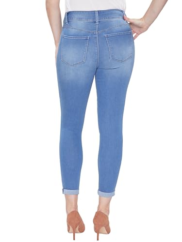 Royalty For Me Womens Women's Tummy Control 2 Button Rolled Cuff Jean3