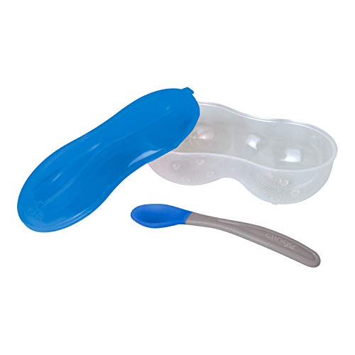 Prato com Divisória e Colher Colors Azul, Clingo, Azul