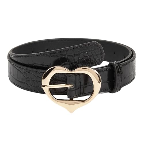 Eye Catching Waist Belt with Heart Buckle for Adult Personality PU Waist Belts for Women Coat Dress Adjustable Length