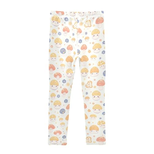 KLL Seamless Mushroom Flowers Little Girls Cotton Leggings Comfortable High Waisted Sweatpants Sports2