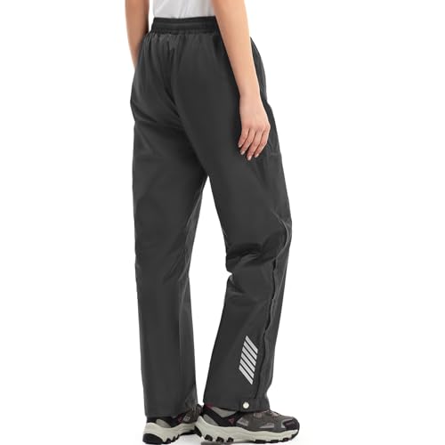 Yenwits Regenhose Damen Wasserdicht Atmungsaktiv Leicht Fahrrad Überziehhose Winddicht Wanderhose Outdoor Trekkinghose Arbeitshose(2090,Schwarz,XXL)