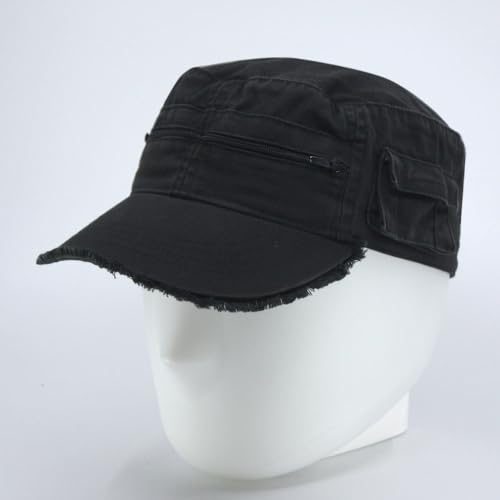 Image of The Vintage Year Washed Cotton Distressed Cadet Hat - Tactical Military Baseball Cap for Men & Women, Outdoor Casual Wear
