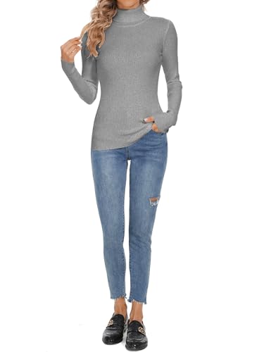 Image of Turtleneck Sweaters for Women Ribbed Long Sleeve Pullover Sweater
