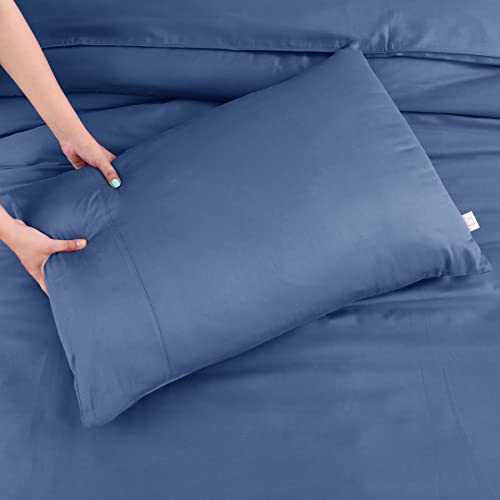 Image of Spread Spain Madison Avenue Cotton with Light Silky and Sateen 400 Thread Count 2 Pillow Cover (18 inch x 27 inch inch American Blue)