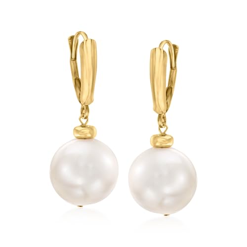 Ross-Simons 11.5-12.5mm Cultured Pearl Drop Earrings in 14kt Yellow Gold