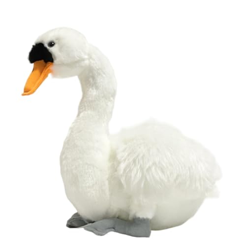 Cygne en peluche 20cm blanc pour poser sur une étagère salon