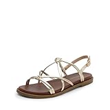 DREAM PAIRS Women's Sandals Cross Strappy Gladiator Dress Flat Sandals Daily Casual Comfortable Summer Shoes,Size 9,Gold-Pu,DWUMFS2523