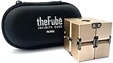 PILPOC theFube Infinity Cube Fidget Cube Desk Toy - Premium Quality Aluminum Infinite Magic Cube with Exclusive Case, Sturdy, Heavy, Relieve Stress and Anxiety, for ADD, ADHD, OCD (Gold)