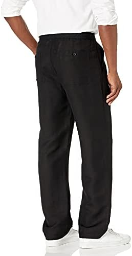 Cubavera Men's Linen-Blend Pants With Drawstring (Size Small - 5X Big & Tall), Black, X-Large/30" Inseam
