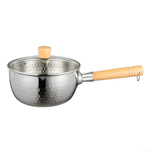 Olla plana multifuncional de acero inoxidable para ahorrar espacio, diseño para cocinar por inducción y fácil limpieza (22 cm con cubierta)