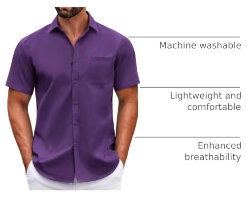 Image of COOFANDY Mens Short Sleeve Casual Button Down Shirts Summer Untucked Dress Shirts with Pocket