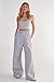 Nasty Gal Cotton Stripe Boxer Tab Wide Leg Pants Blue