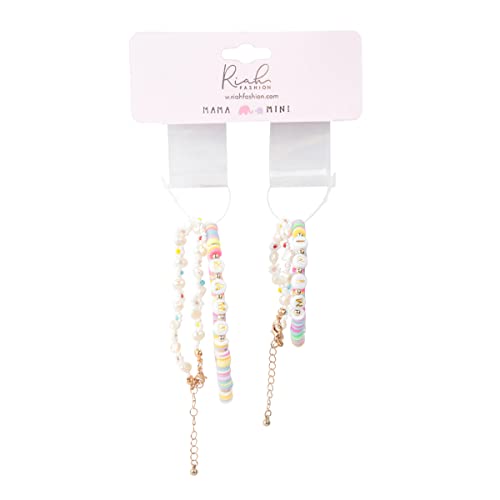 Image of RIAH FASHION Inspirational Multi Layer Bead Stacking Strand Stretch Statement Bracelets - Religious Message, Boho Wood Slip-on Cuff Christian Prayer Bangle Set