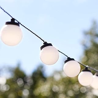 Lights4fun 30 LED Warm White Festoon String Lights Black Cable Plug in 7.25m Timer Indoor Outdoor Use Fully Waterproof IP44