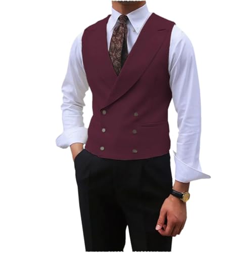 Men Lapel Double Breasted Sleeveless Jacket Wedding Banquet Business Slim Waistcoat Vest4