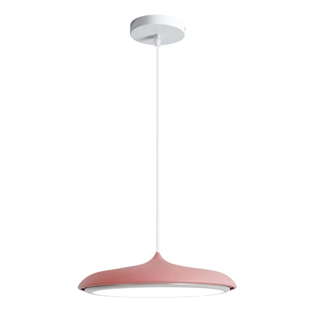 Lampada a Sospensione in Ferro Rosa con Sorgente Luminosa a LED.
