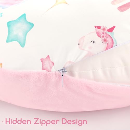 Image of Newborn Lounger Cover for Boys Girls, Soft Comfortable Baby Lounger Cover 1 Pack Reversible Removable Fleece Slipover for Infant Lounger Pillow, Unicorn (Cover Only)