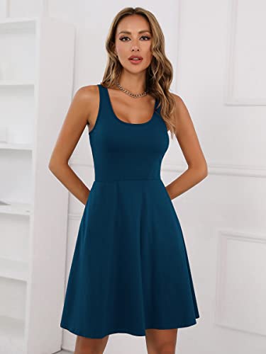 Image of Missufe Women's Sleeveless Racerback Flared Casual Plain Tank Dress