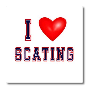 3dRose Sandy Mertens Sports Designs - I Love Skating, I Heart Skating, Sport, Roller Skate, 3drsmm - 10x10 Iron on Heat Transfer for White Material (ht_303499_3)