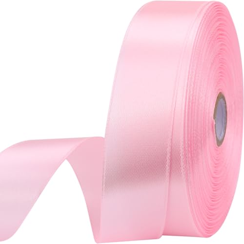 1 inches 50 Yard Light Pink Satin Ribbon for Gift Wrapping, Wedding, Crafts, Christmas,Easter, Floral, Hair, Invitation Decorations and More