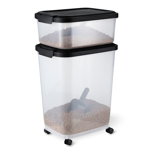 Amazon Basics Tierfutterbehälter für 15.8 kg + 4.5 kg Transparent und Schwarz