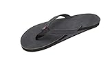 Rainbow Sandals Women's Single Layer Premier Leather Narrow Strap, Black, Ladies Large / 7.5-8.5 B(M) US