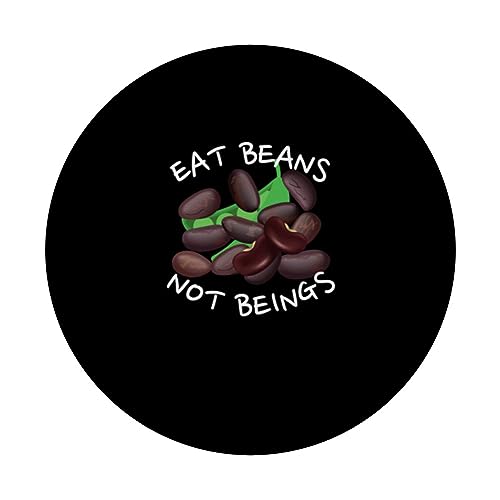 Veganuary Eat Beans Not Beings, World vegan Month Vegetarian PopSockets Swappable PopGrip, Black - Image 3