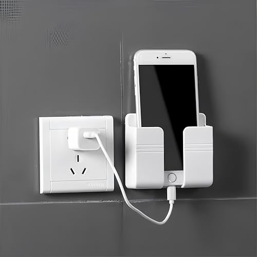 Gladiadora® Mobile Holder for Wall Mount Phone Charging Stand, Multi-Functional Storage Holder, Bedside Fixed Rack,Bedroom,Office Accessories, Acrylonitrile Butadiene Portable Electronic Devices-White (B0CPC7J9XH) Amazon Price History, Amazon Price Tracker