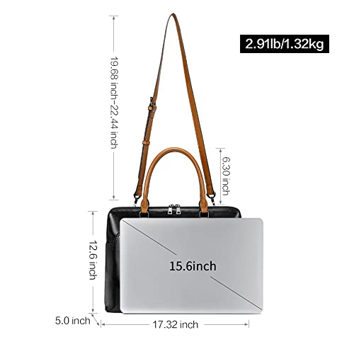 CLUCI Leather Briefcase for Women 15.6 Inch Laptop Business Vintage Slim Ladies Shoulder Bag3