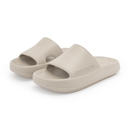 Image of Red Tape Mens Sliders in Beige | Casual Pool Sliders