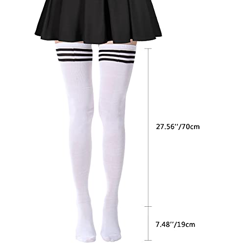 Image of DRESHOW Extra Long High Thigh Socks Striped Over Knee Thin Tights Long Stocking