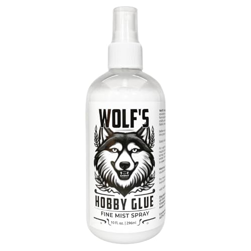 Wolf's Hobby Glue Fine Mist Spray 10oz - Dries Clear, Strong Hold Adhesive, Non-Toxic - Ideal for Arts and Crafts, Scrapbooking, Card Making, Dioramas, School Projects, Puzzles, Paper, Fabric, Wood
