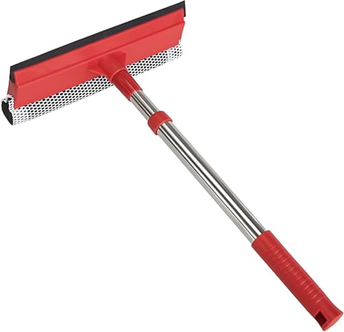 Image of Professional Standard Window Squeegee,2-in-1 Window Cleaner Sponge and Soft Rubber Strip with Retractable Stainless Steel Handle(15.7 inch-27.5 inch) for Gas Station, Glass,Shower,Outdoor Window Cleaning